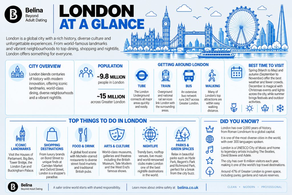 Information graphic detailing greater London in a simple illustrative fashion. 